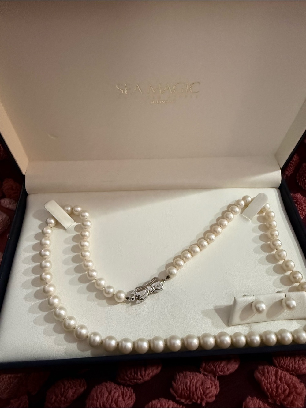 MIKIMOTO SEA MAGIC BLUE LAGOON Necklace and Stud Earrings Set in box
